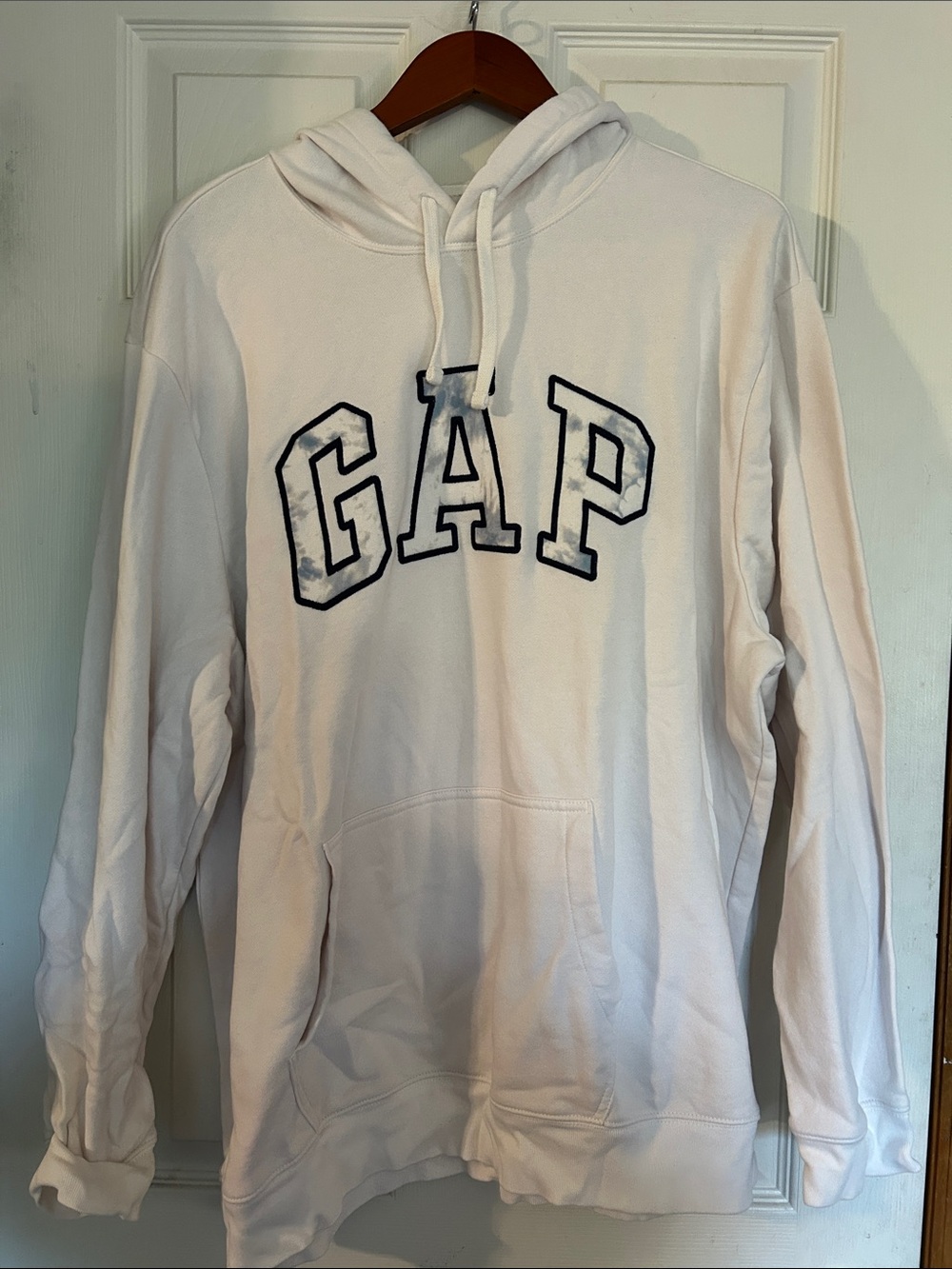Gap White Hooded Sweatshirt with blue GAP logo
